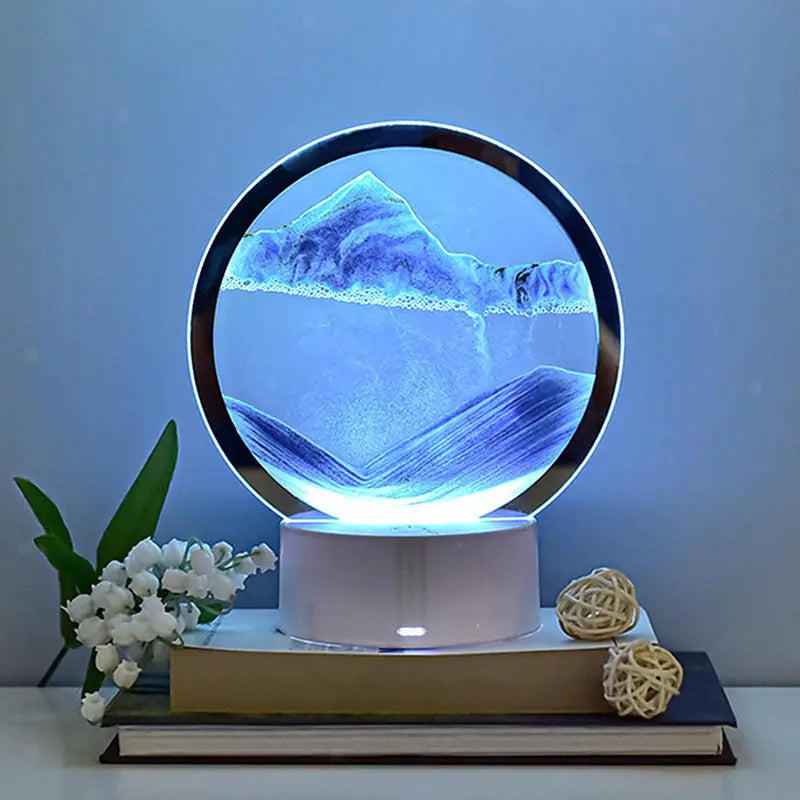 Flowing Sand Art Light Hourglass LED Light Moving Sand Art Picture 3D Dynamic Quick Sand Lamp Quicksand Painting Table Lamp