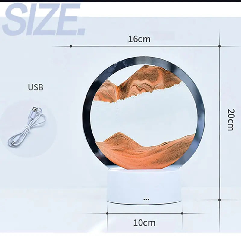 Magic Sandscape Crafts 3d LED Moving Quick Sand Lamp Art Picture Round Glass Table Lamp Night Light Holiday Battery Operated