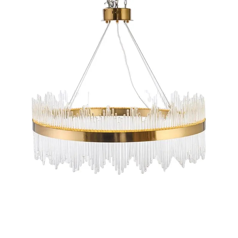 Modern Hotel Crystal Light K9 Chandeliers Luxury Villa Glass Pendant Lamp Round LED for Restaurant Living Room