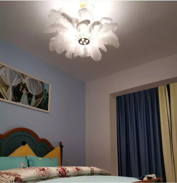 Modern Indoors Led Light Creative Pendant Luxury Feather Chandelier for Restaurant Living Room Modern Dining Room