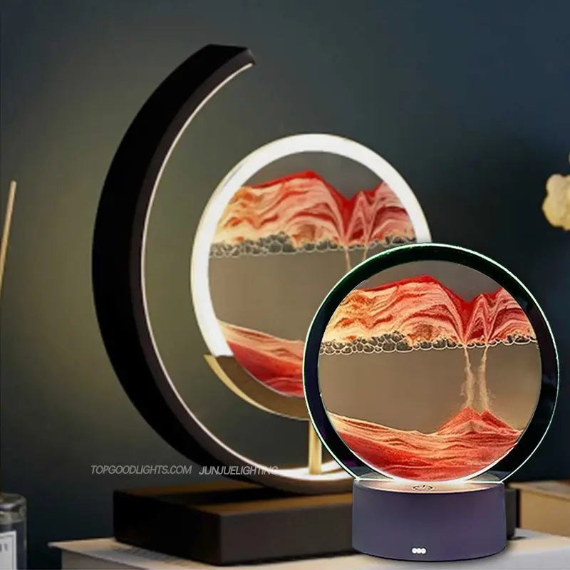2023 Modern Chinese Merry Sandscape 3d Moving Desk Lamp Art Sand Painting Lamp Dimmable with USB Charge Magnetic Led Table Lamp