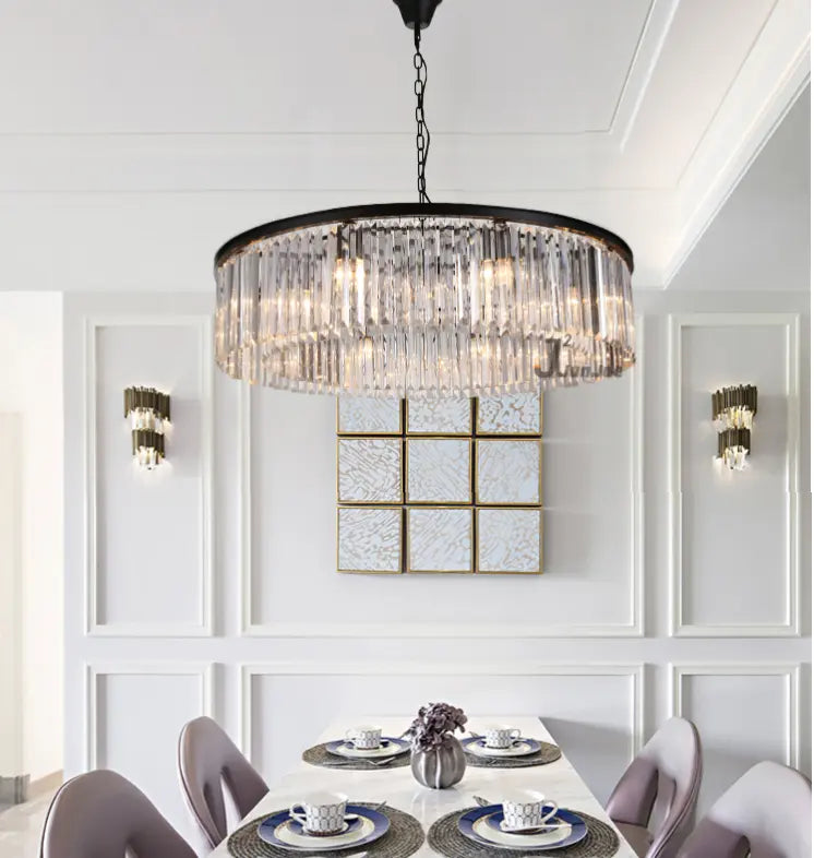 Newest Design Grand LED Luxury Living Antique Style Hanging Lamp Crystal Drop Light Crystal Tassel Pendant Lamp