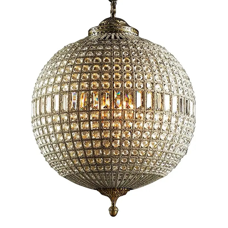 Luxury Egg Shaped Chandelier Crystals Lighting Spanish Style Traditional Vintage Bronze Globe French Pendant Lights Chandelier
