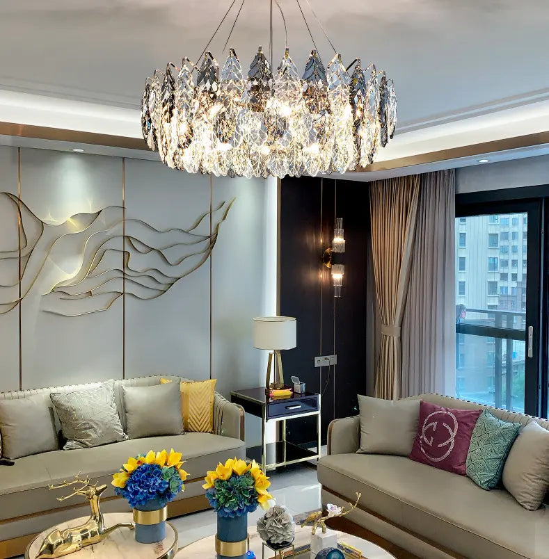 Chandeliers Ceiling Luxury Post-modern Simple Living Room Lamp Creative Crystal High Quality Modern Lighting Gold Pendant Light