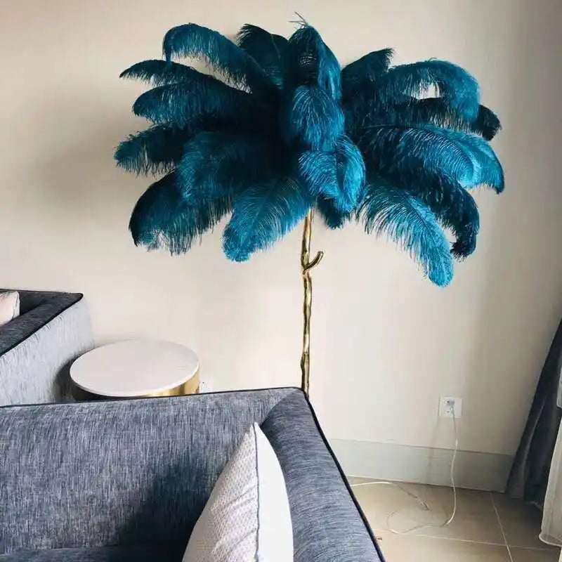 Luxury Palmera Table Lamp Ostrich Feather Tree Stand Led Floor Lamp Arc Standing Natural Wall Lamps with Feathers