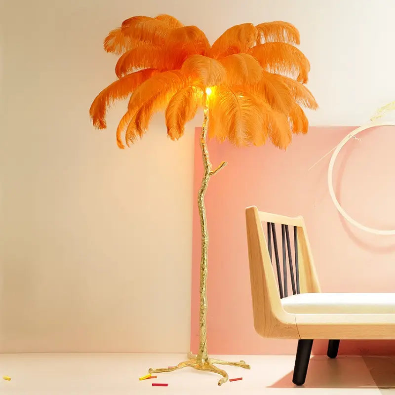 Luxury Palmera Table Lamp Ostrich Feather Tree Stand Led Floor Lamp Arc Standing Natural Wall Lamps with Feathers