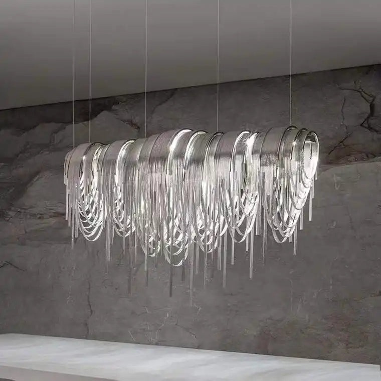 Luxury Postmodern Tassel Chain Chandelier Metal Artistic Home Decoration Pendant Lamp Light for Living Room Dining Room