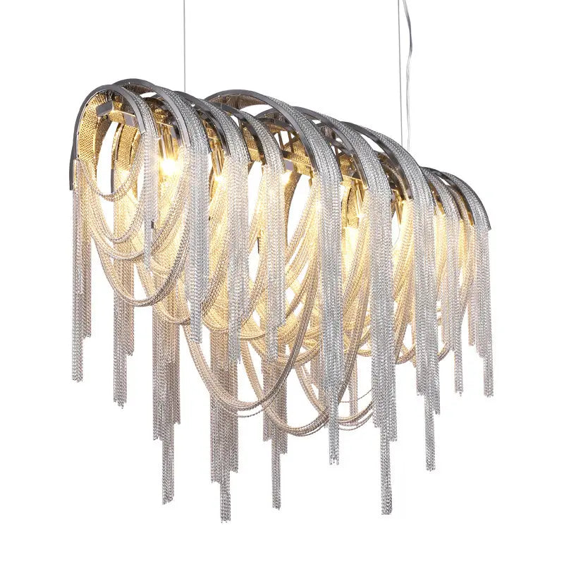 Luxury Postmodern Tassel Chain Chandelier Metal Artistic Home Decoration Pendant Lamp Light for Living Room Dining Room