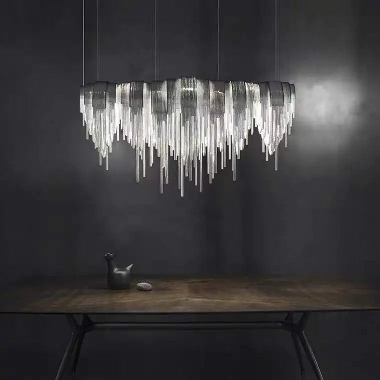 Luxury Postmodern Tassel Chain Chandelier Metal Artistic Home Decoration Pendant Lamp Light for Living Room Dining Room