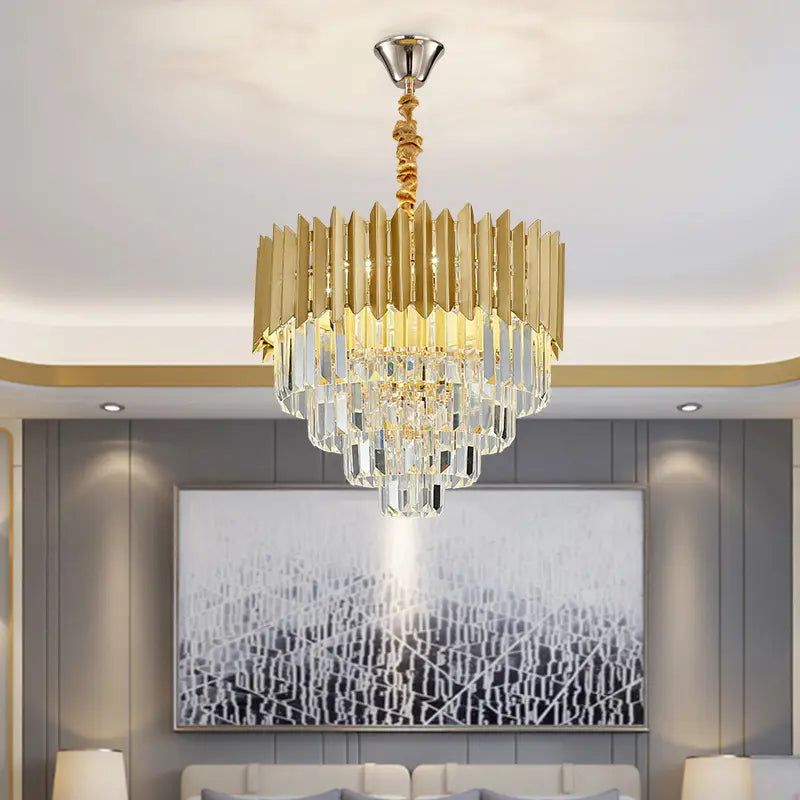 Antique Crystal Stone for House Creative Artistic and Gold Commercial Luxury Post Modern Nordic Led Pendant Hotel Chandelier