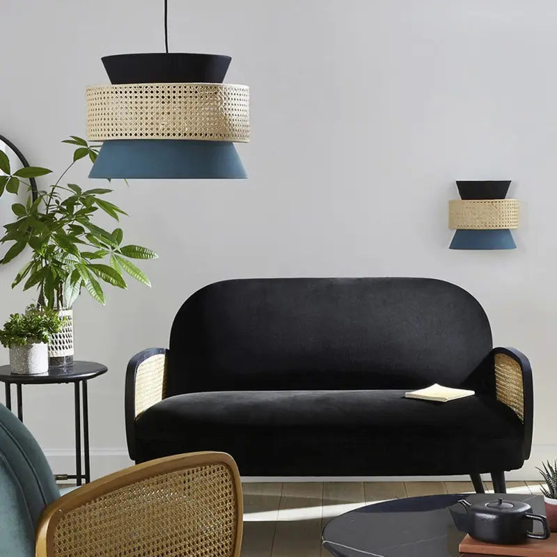 Rattan Shade Lamp Handmade Pendant Light Interior Bamboo Weaving Hanging Europe Style for Cafe Living Room Restaurant Decoration