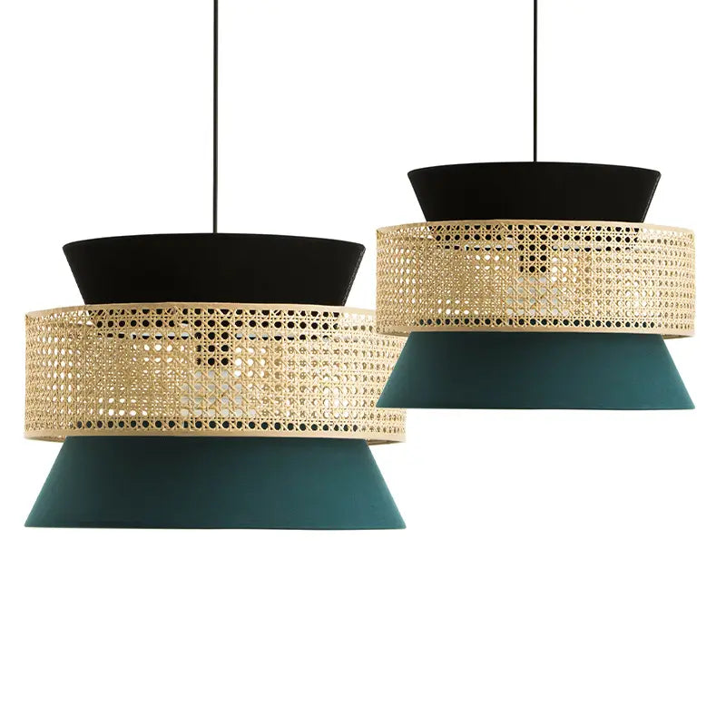 Rattan Shade Lamp Handmade Pendant Light Interior Bamboo Weaving Hanging Europe Style for Cafe Living Room Restaurant Decoration