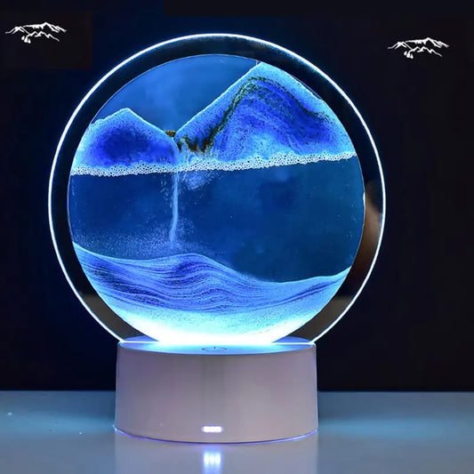 Moving Sand Art Lamp, 3d Sand Art Picture Deep Sandscape in Motion Display Flowing Quicksand Hourglass Led Table Lamp