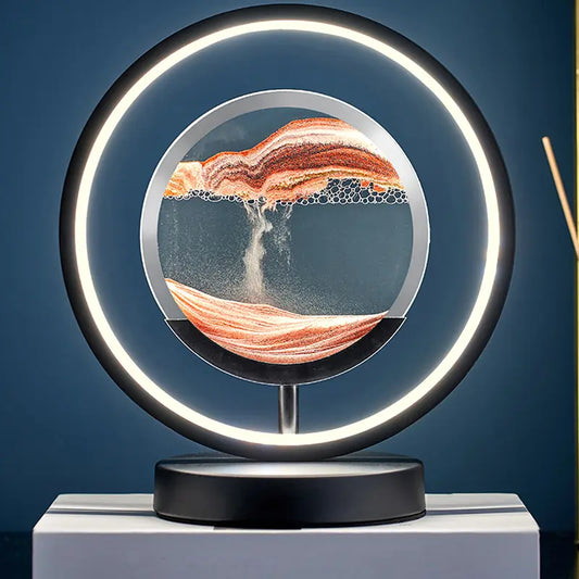 Flowing Sand Art Light Hourglass LED Light Moving Sand Art Picture 3D Dynamic Quick Sand Lamp Quicksand Painting Table Lamp