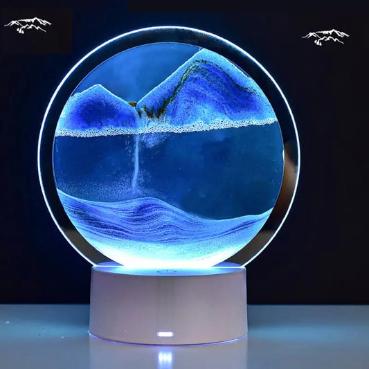 Magic Sandscape Crafts 3d LED Moving Quick Sand Lamp Art Picture Round Glass Table Lamp Night Light Holiday Battery Operated