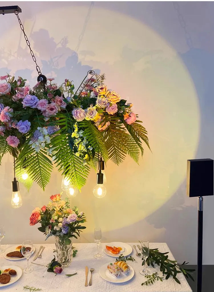 Led Floral Chandelier Industrial Art Chandelier American Retro Industrial Style Creative Hotel Chandelier Bar Art Green Plants