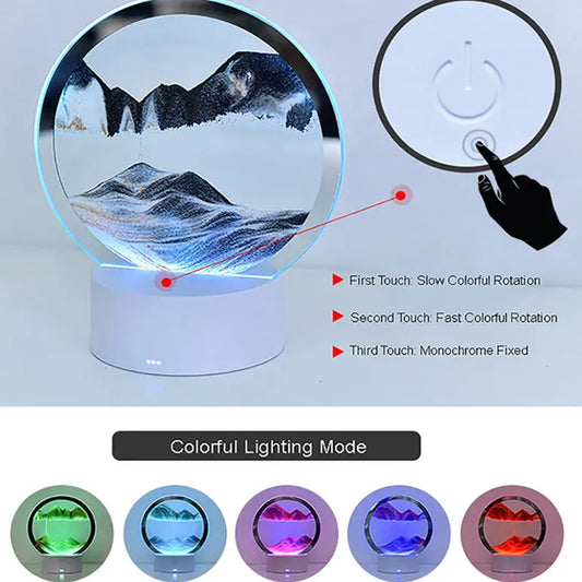 2023 Modern Chinese Merry Sandscape 3d Moving Desk Lamp Art Sand Painting Lamp Dimmable with USB Charge Magnetic Led Table Lamp