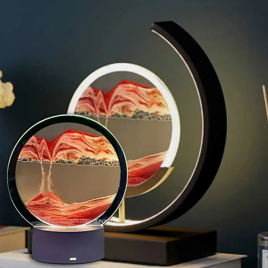 Decorate Design 3d Natural Flowing Sandscape Dimmable Magnetic Led Desk Lights Quick Sand Lamp Portable Mini Table Light Modern