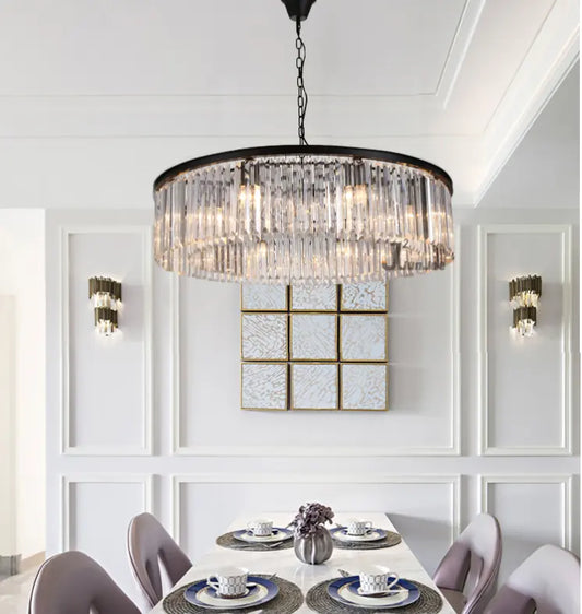 Newest Design Grand LED Luxury Living Antique Style Hanging Lamp Crystal Drop Light Crystal Tassel Pendant Lamp