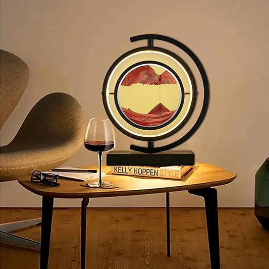 Moving Led Creative Vintage Art Hourglass Table Quick Sand Lamp with Usb Port Night Light for Bedroom Decoration Desk Dimmable