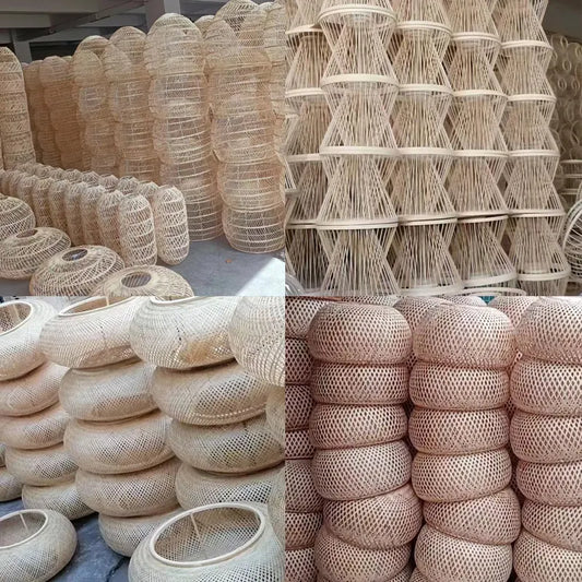 Handmade Round House Straw Bamboo Weaving Chandelier Creative Pastoral Retro Balcony Restaurant Pendant Lamps Rattan Lighting