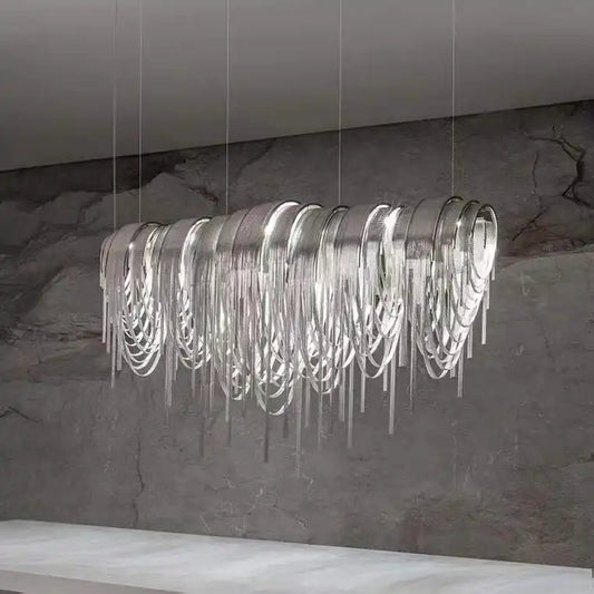 Luxury Postmodern Tassel Chain Chandelier Metal Artistic Home Decoration Pendant Lamp Light for Living Room Dining Room